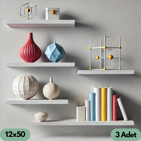 3'lü Dekoratif Uçan Raf Duvar Rafı - 3