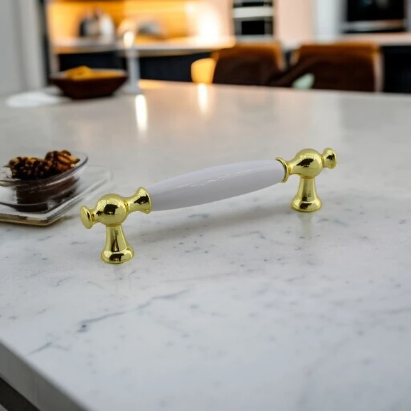Arnas Porselen Gold Altın Kulp 96 mm Mobilya Çekmece Mutfak Dolabı Dolap Kapak Kulplar Kulb Kulpu - Resim 5