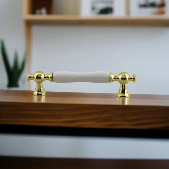 Aruh Porselen Gold Altın Kulp 128 mm Mobilya Çekmece Mutfak Dolabı Dolap Kapak Kulplar Kulb Kulpu - 7