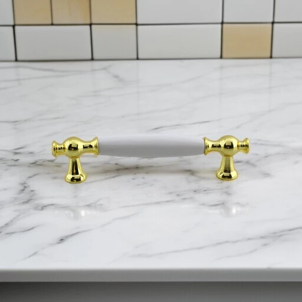 Arnas Porselen Gold Altın Kulp 96 mm Mobilya Çekmece Mutfak Dolabı Dolap Kapak Kulplar Kulb Kulpu - Resim 2