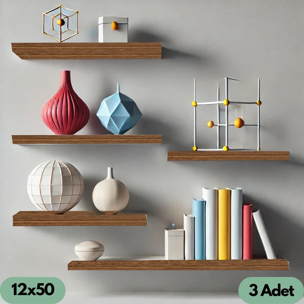 3'lü Dekoratif Uçan Raf Duvar Rafı - 2