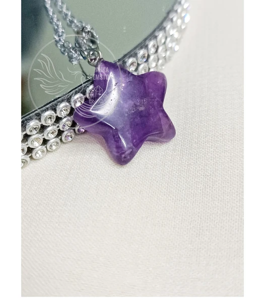 Yıldız Ametist Doğal Taş Kolye