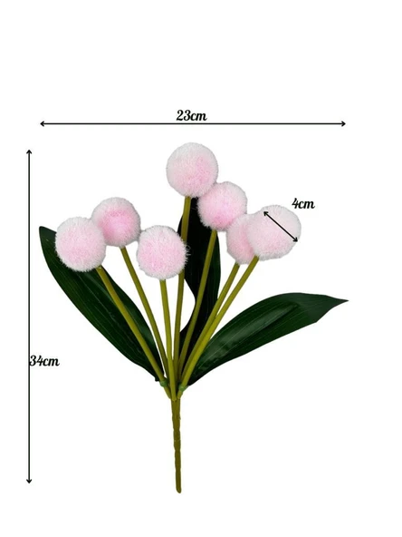 Nettenevime Yapay Çiçek Pembe Pompon Çiçeği Dekoratif Yapay Çiçek 30*20cm - 5