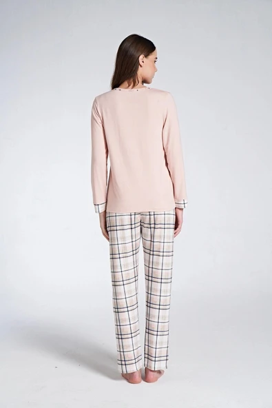 Gd Goldoremi 1732 Don't Quıt Kadın Ekoseli Uzun Kollu Pijama Takım - 3