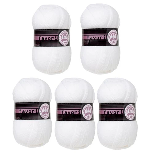 Ören Bayan Favori Örgü İpi - Kırık Beyaz - 5'Li Paket - ( Renk Kodu : 100 )