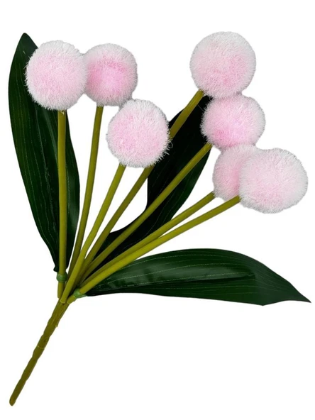 Nettenevime Yapay Çiçek Pembe Pompon Çiçeği Dekoratif Yapay Çiçek 30*20cm - 3