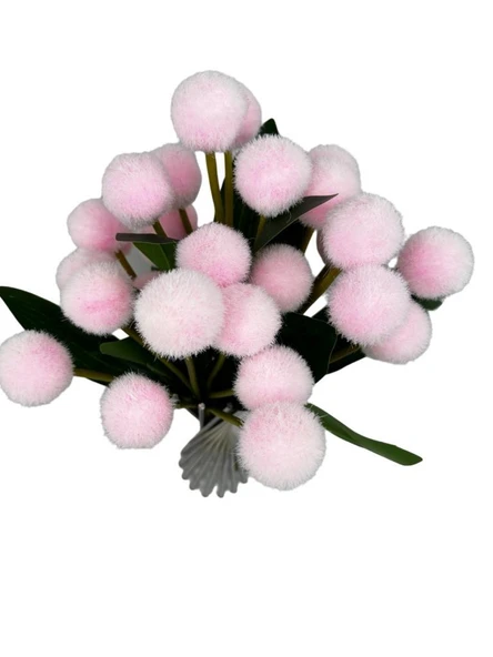 Nettenevime Yapay Çiçek Pembe Pompon Çiçeği Dekoratif Yapay Çiçek 30*20cm - 4