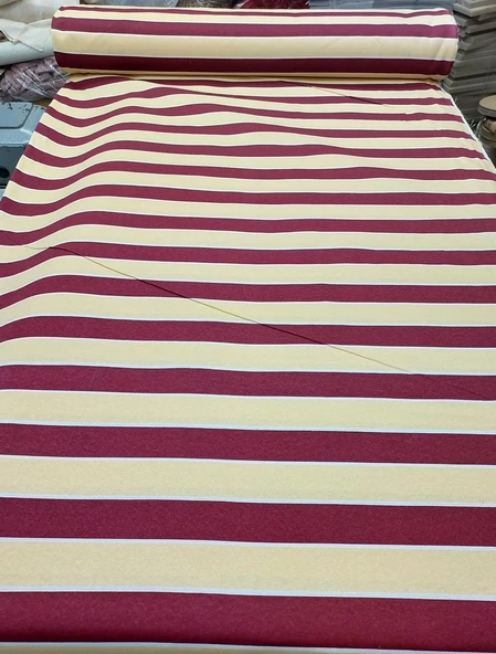 Balkon Perdesi Branda Kumaşı TOPTAN (En 240cm)-Bordo Krem - 3