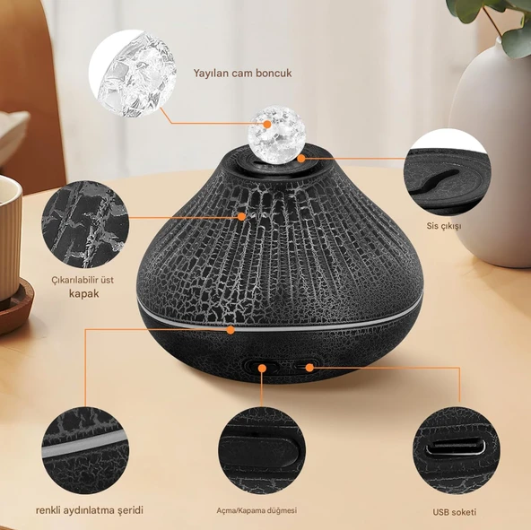 QASUL  Süper Oda Kokusu Sessiz 7 Renkli Aromaterapi Kokulu Buharlaştırıcı  Ev Ofis Otomatik Kapanma - 3