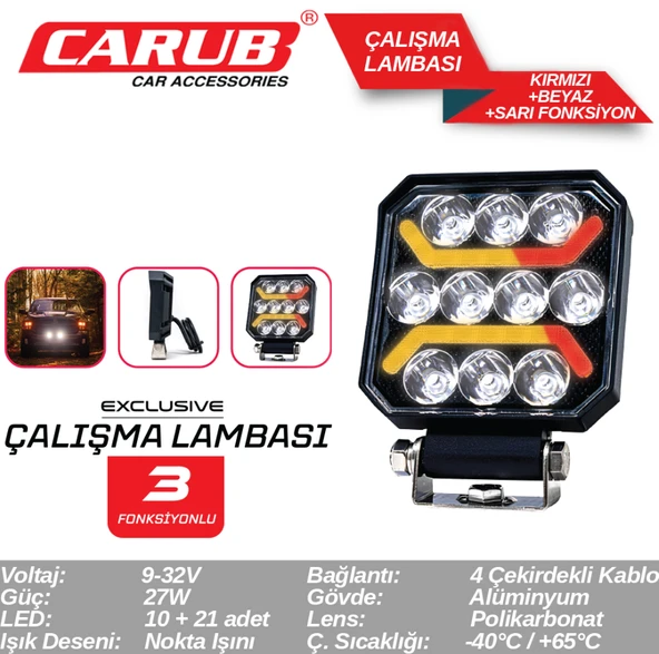 Lamba Çalışma12-24V Bey+Sarı+Kırm Foksiyon (Adet) - Resim 2
