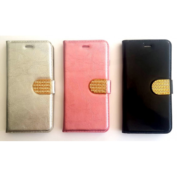 Apple İphone 6 Plus/6s Plus Taşlı Tokalı Cüzdanlı Kapaklı Kılıf - 6