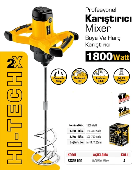 SGS PROFESYONEL KARIŞTIRICI MIXER (1800 WATT) - 2