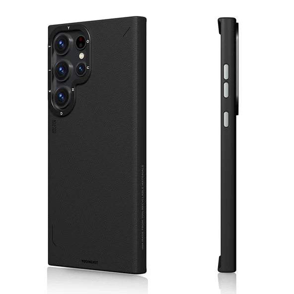 Galaxy S23 Ultra Kılıf M-safe Şarj Özellikli Basit Mat Deri Desenli Youngkit Tech Fashion Serisi Kapak - Resim 2