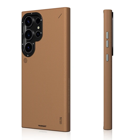 Galaxy S24 Ultra Kılıf M-safe Şarj Özellikli Basit Mat Deri Desenli Youngkit Tech Fashion Serisi Kapak - Resim 5