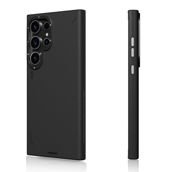 Galaxy S24 Ultra Kılıf M-safe Şarj Özellikli Basit Mat Deri Desenli Youngkit Tech Fashion Serisi Kapak - Resim 2