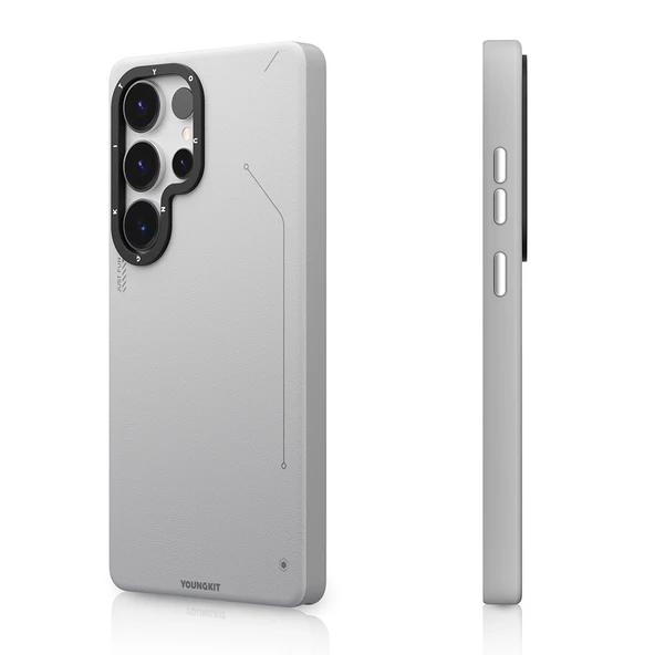Galaxy S25 Ultra Kılıf M-safe Şarj Özellikli Basit Mat Deri Desenli Youngkit Tech Fashion Serisi Kapak - 12