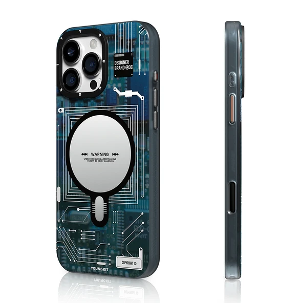 Apple iPhone 16 Pro Kılıf M-safe Şarj Özellikli Kamera Denetim Butonlu Youngkit Technology Serisi Kapak - 11
