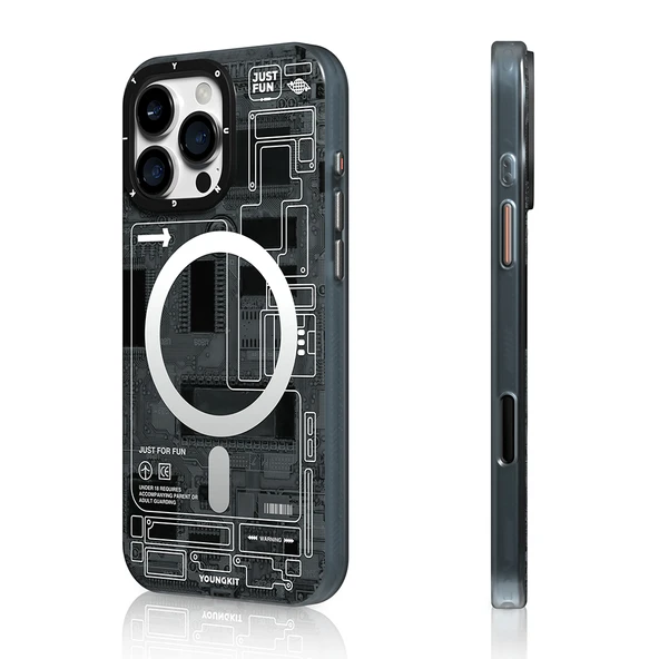 Apple iPhone 16 Pro Max Kılıf M-safe Şarj Özellikli Kamera Denetim Butonlu Youngkit Technology Serisi Kapak - 6