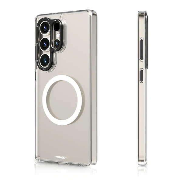 Galaxy S25 Ultra Kılıf M-safe Şarj Özellikli Cam Arka Yüzey TPU Youngkit Gemstone Serisi Kapak - 9