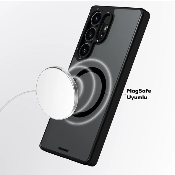 Galaxy S25 Ultra Kılıf M-safe Şarj Özellikli Cam Arka Yüzey TPU Youngkit Gemstone Serisi Kapak - 4