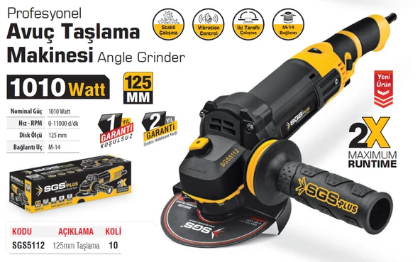 SGS5112 Profesyonel 125mm Avuç Taşlama Makinesi 1010 Watt - 2