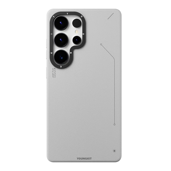 Galaxy S25 Ultra Kılıf M-safe Şarj Özellikli Basit Mat Deri Desenli Youngkit Tech Fashion Serisi Kapak - 11