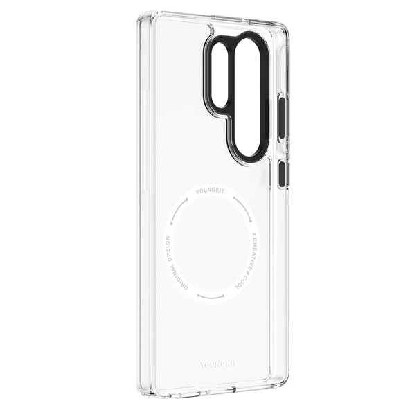 Galaxy S25 Ultra Kılıf M-safe Şarj Özellikli Cam Arka Yüzey TPU Youngkit Gemstone Serisi Kapak - 10