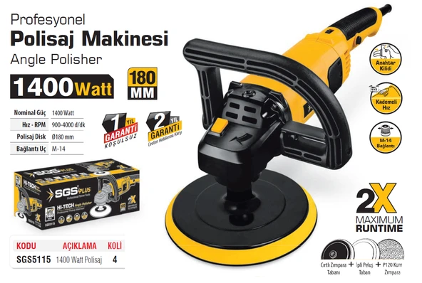 SGS5115 - Profesyonel 180mm Polisaj Makinesi 1400 Watt - 3