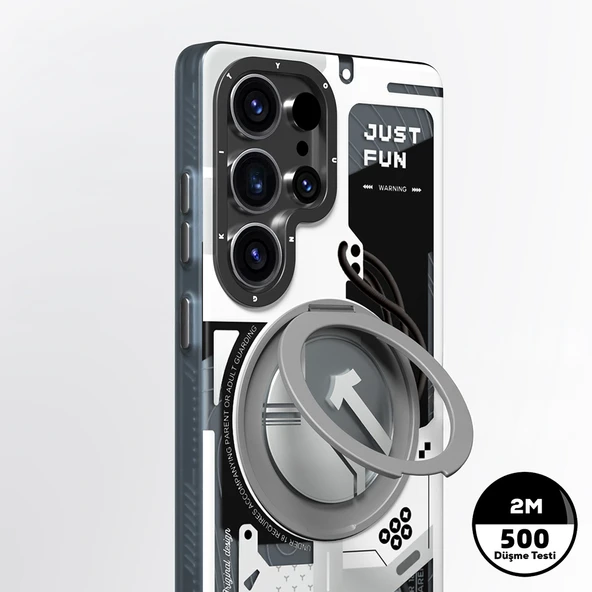 Galaxy S25 Ultra Kılıf M-safe Şarj Özellikli Youngkit 360° Standlı Starship Serisi Kapak - Resim 4