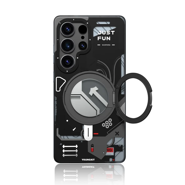 Galaxy S25 Ultra Kılıf M-safe Şarj Özellikli Youngkit 360° Standlı Starship Serisi Kapak - Resim 8