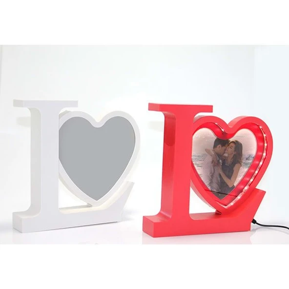 Eşe Sevgiliye Güzel Romantik Hediye Love Ledli Sihirli Ayna Resim Çerçeve