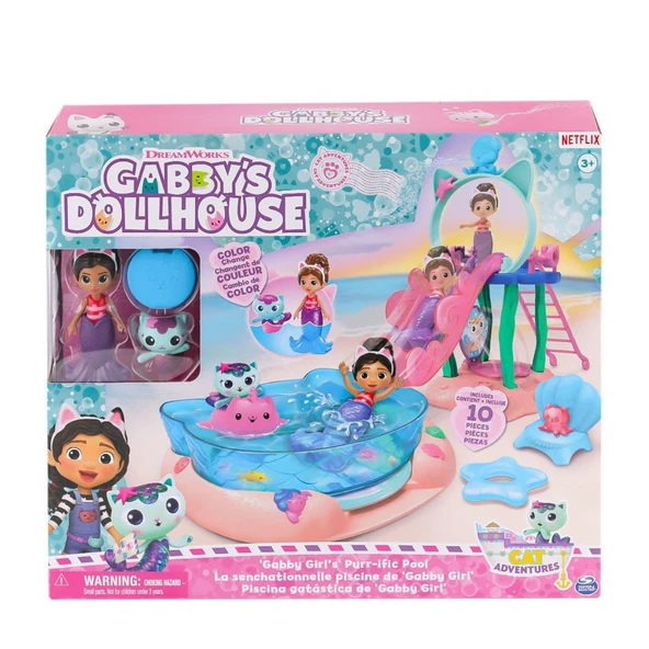 Nessiworld 6067878 Gabbys Dollhouse Gabby ve Mercat Purr-ific Havuz Oyun Seti - 2