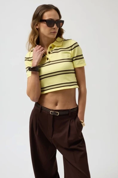 Polo Yaka Crop T-Shirt - 4