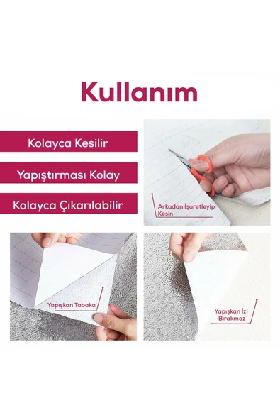 2mtx60cm Kabartma Desenli Kendinden Yapışkanlı Folyo- Mutfak, Banyo, Tezgah, Duvar Kâğıdı - 4