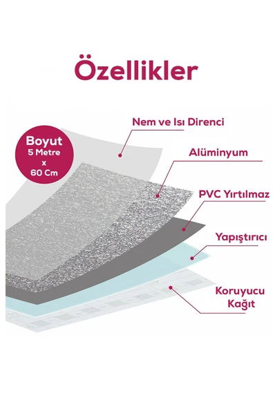 2mtx60cm Kabartma Desenli Kendinden Yapışkanlı Folyo- Mutfak, Banyo, Tezgah, Duvar Kâğıdı - 3
