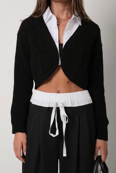 Biyeli Crop Triko Hırka - 4
