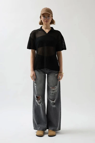 Polo Yaka TransparanT-Shirt - 2