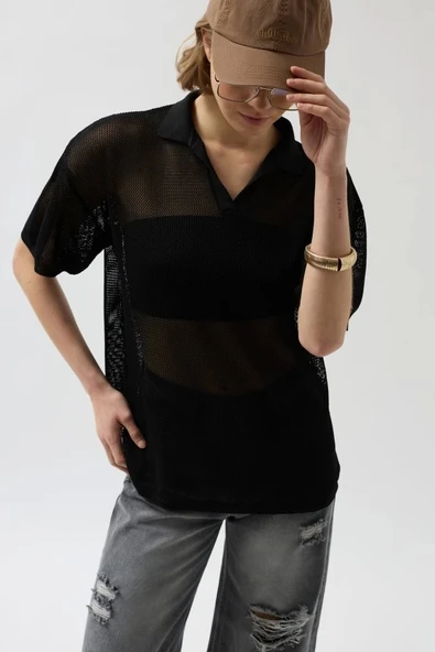 Polo Yaka TransparanT-Shirt - 4