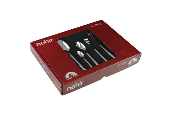 Nehir Deniz Sade 12 Kişilik 72 Parça Kutulu Çatal Kaşık Bıçak Takımı - 9
