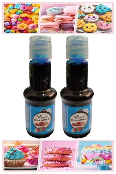 Gıda Boyası Sıvı 50 ml 2 Adet Su Bazlı Likit Renkli Sıvı Gıda Boyası Pasta Hamur Boyası Kek Fonda Yüksek Konsantre - 3