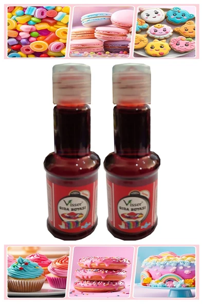 Gıda Boyası Sıvı 50 ml 2 Adet Su Bazlı Likit Renkli Sıvı Gıda Boyası Pasta Hamur Boyası Kek Fonda Yüksek Konsantre - 2