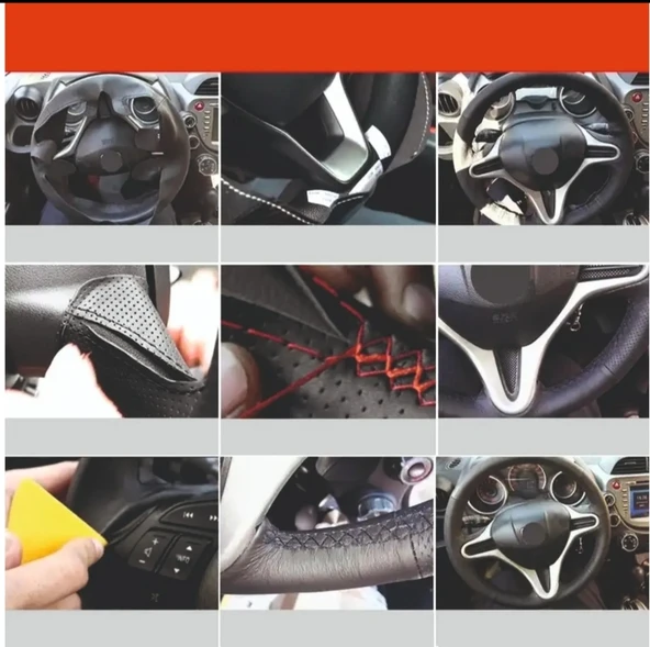 Vw Golf 7-7.5 Ve Caddy Araca Özel Dikmeli Direksiyon Kılıfı - 3