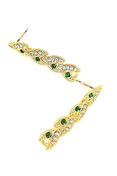 Gold Renk Sallantılı Taşlı Uzun Küpe ürün görseli 1