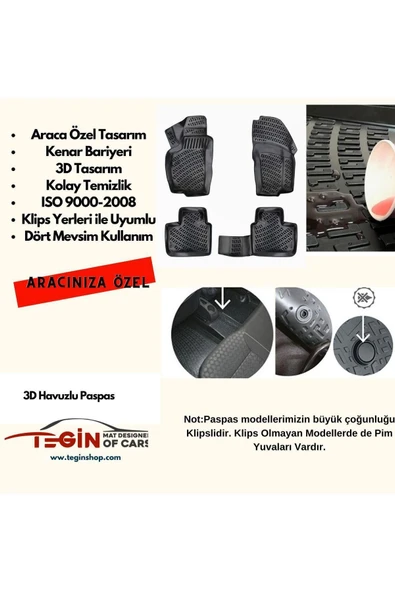 Volkswagen Passat B5 3D Havuzlu Paspas 1999 Siyah - 2