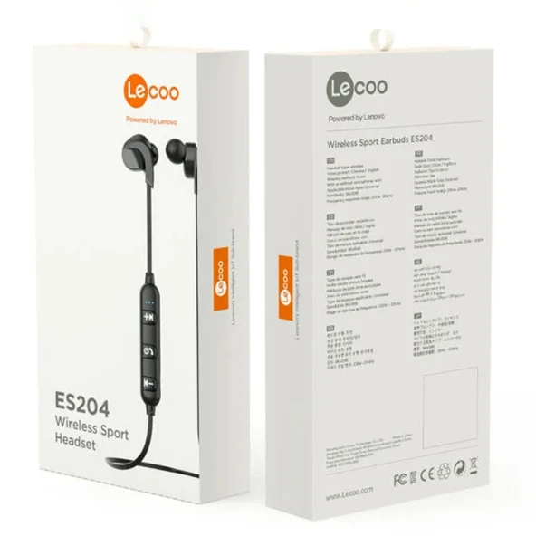 LENOVO LECOO ES204 BOYUN BANTLI MİKROFONLU KULAK İÇİ BLUETOOTH KULAKLIK SİYAH - 6