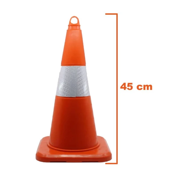 Trafik Yol Konisi Reflektifli 45cm İşyeri Otopark Dükkan PVC Kırılmaz Esnek Trafik Dubası Delinatör - 2
