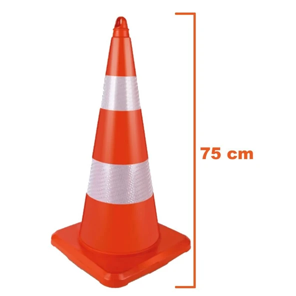 Trafik Yol Konisi Reflektifli 75cm İşyeri Otopark Dükkan PVC Kırılmaz Esnek Trafik Dubası Delinatör - 2