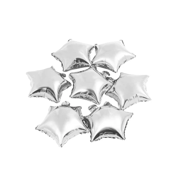 brokoli home 10 Inç 25 cm Gümüş Yıldız Folyo Balon Set 5 Li ,Doğum Günü,parti,kutlama - 2