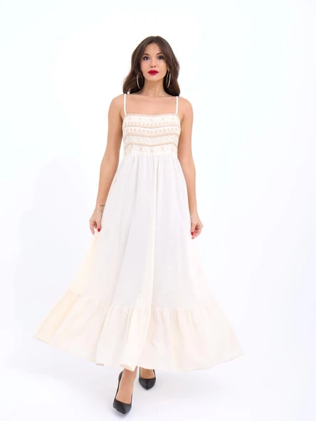 7114 ELBİSE-BEJ ürün görseli