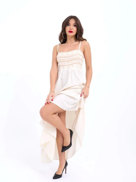 7114 ELBİSE-BEJ - Resim 4